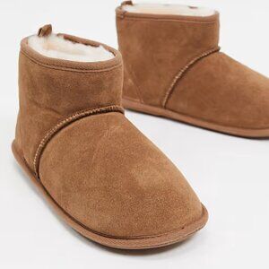 NEW Totes Sheepskin suede slipper boots in chestnut Sz L 9-10 for women